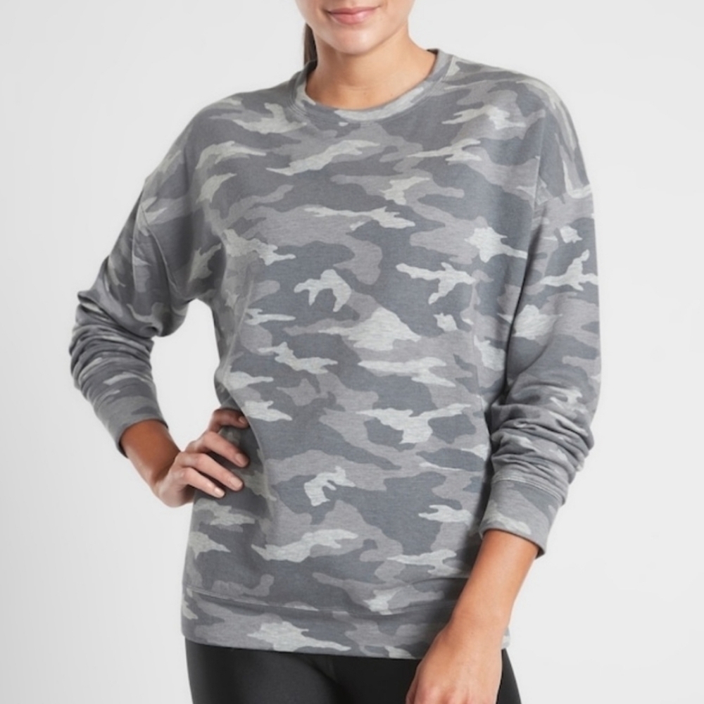 Athleta Gray Camo Studio to Street  Sweatshirt M 2020